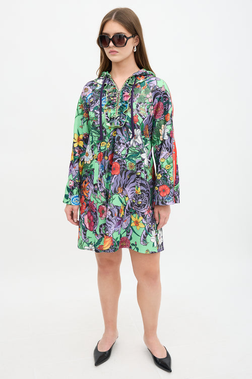 Gucci Floral Printed Hoodie Dress