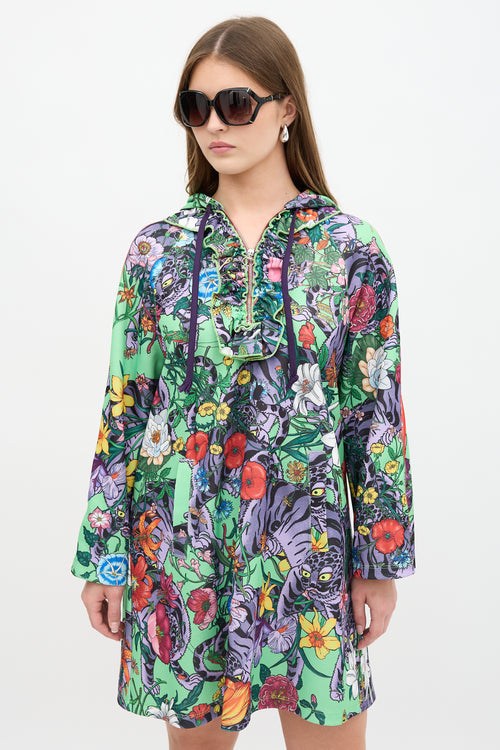 Gucci Floral Printed Hoodie Dress