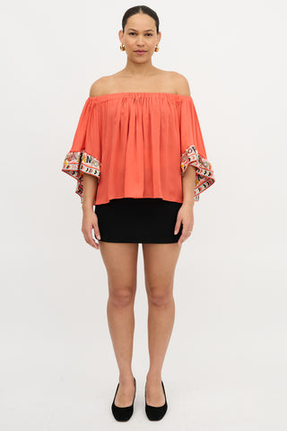 Emilio Pucci Silk Off The Shoulder Top