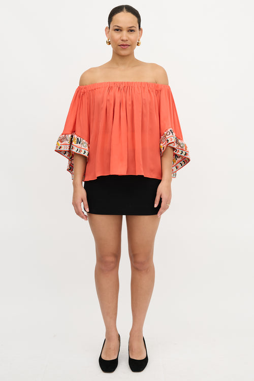Emilio Pucci Silk Off The Shoulder Top