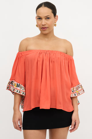 Emilio Pucci Silk Off The Shoulder Top