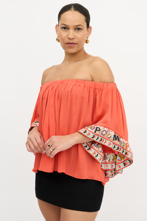 Emilio Pucci Silk Off The Shoulder Top