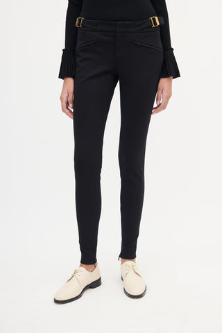 Gucci Black Buckle Waist Slim Trouser