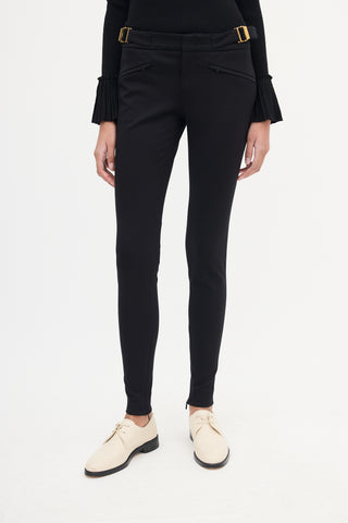 Gucci Black Buckle Waist Slim Trouser