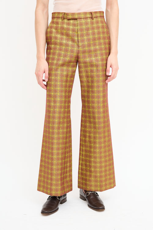 Gucci Brown & Green Metallic Houndstooth Trouser