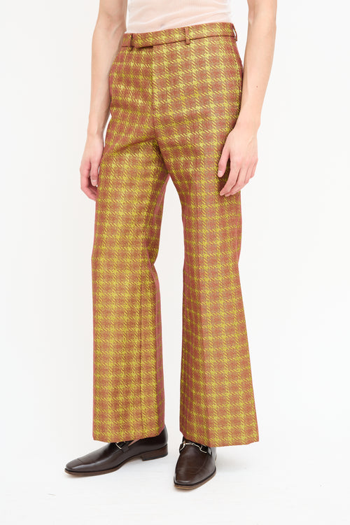 Gucci Brown & Green Metallic Houndstooth Trouser