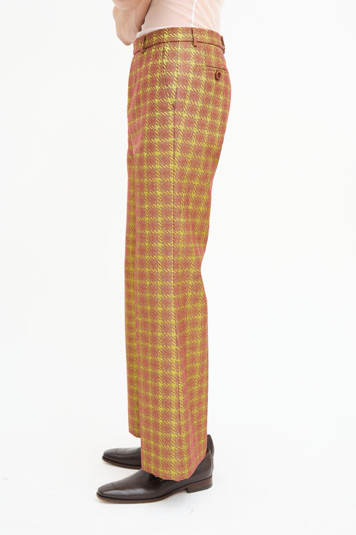 Gucci Brown & Green Metallic Houndstooth Trouser