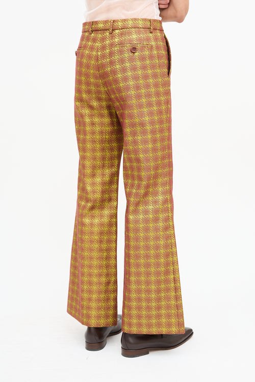 Gucci Brown & Green Metallic Houndstooth Trouser