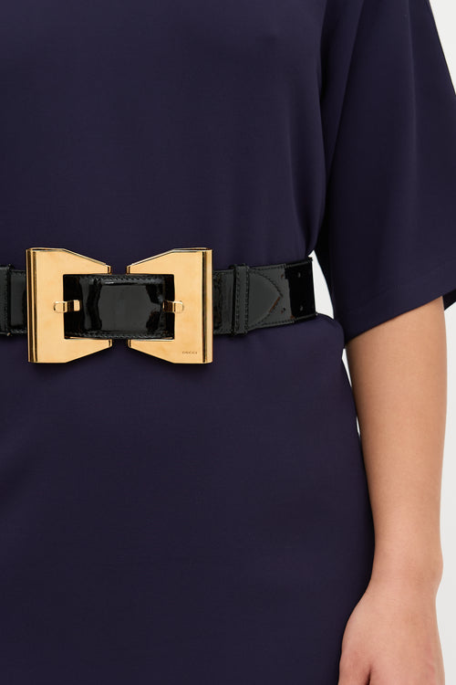 Gucci Patent Leather Bow Buckle Belt