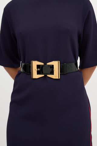 Gucci Patent Leather Bow Buckle Belt