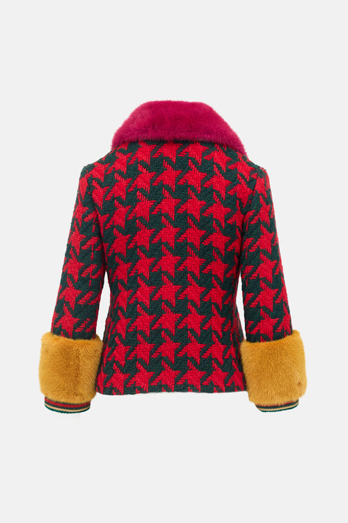 Gucci FW 2017 Houndstooth & Fur Jacket