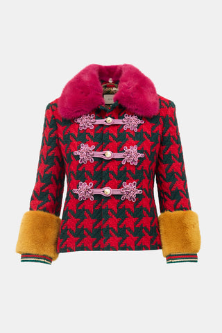 Gucci FW 2017 Houndstooth & Fur Jacket