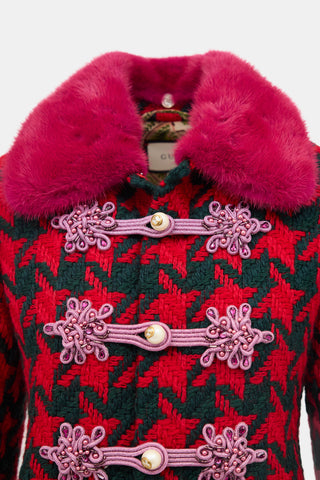 Gucci FW 2017 Houndstooth & Fur Jacket