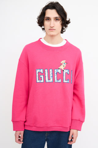 Gucci Fuchsia Logo Patch Sweatshirt