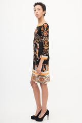 Gucci Black & Orange Seashell Printed Dress