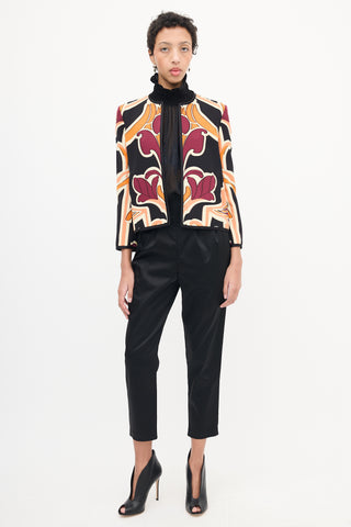 Gucci Black & Multi Silk Floral Blazer