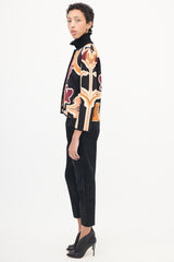 Gucci Black & Multi Silk Floral Blazer