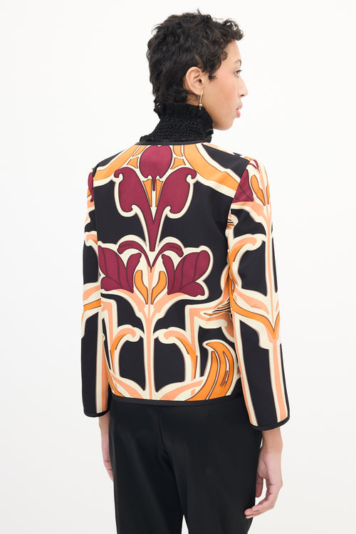 Gucci Black & Multi Silk Floral Blazer