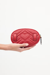 Gucci Red Leather Marmont GG Belt Bag