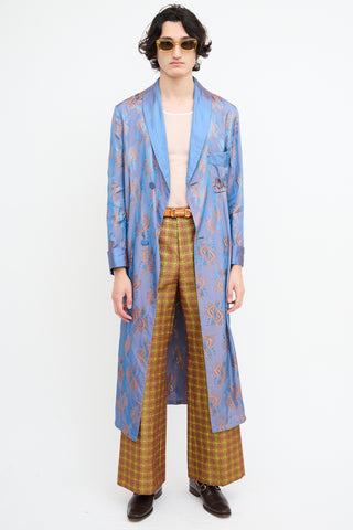 Gucci Resort 2019 Blue & Orange Print Belted Cardigan