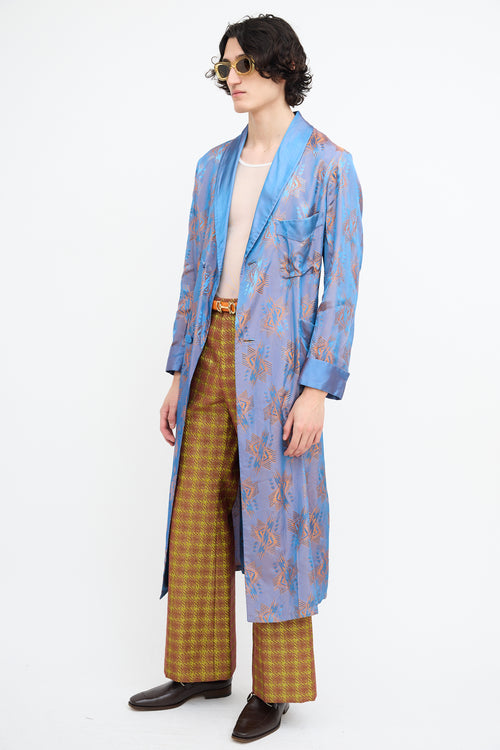 Gucci Resort 2019 Blue & Orange Print Belted Cardigan
