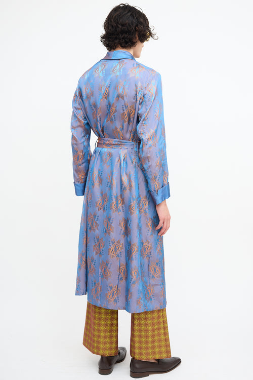 Gucci Resort 2019 Blue & Orange Print Belted Cardigan