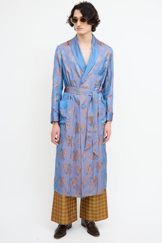 Gucci Resort 2019 Blue & Orange Print Belted Cardigan