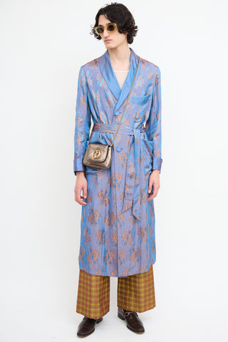 Gucci Resort 2019 Blue & Orange Print Belted Cardigan