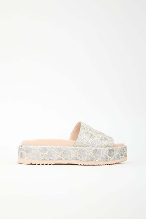 Gucci Lame GG Platform Slide