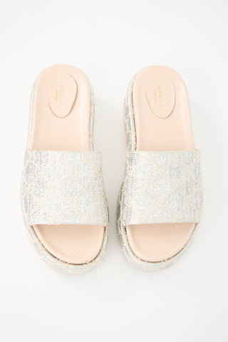Gucci Lame GG Platform Slide