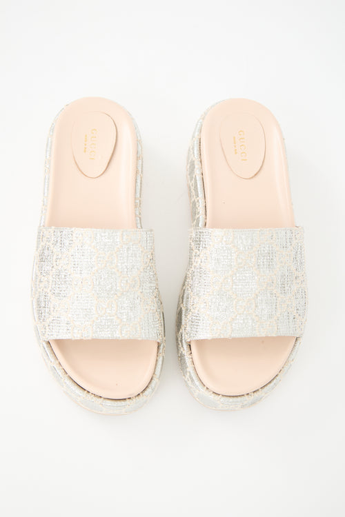 Gucci Lame GG Platform Slide