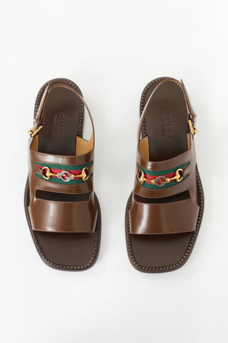 Gucci Leather Web Sandal