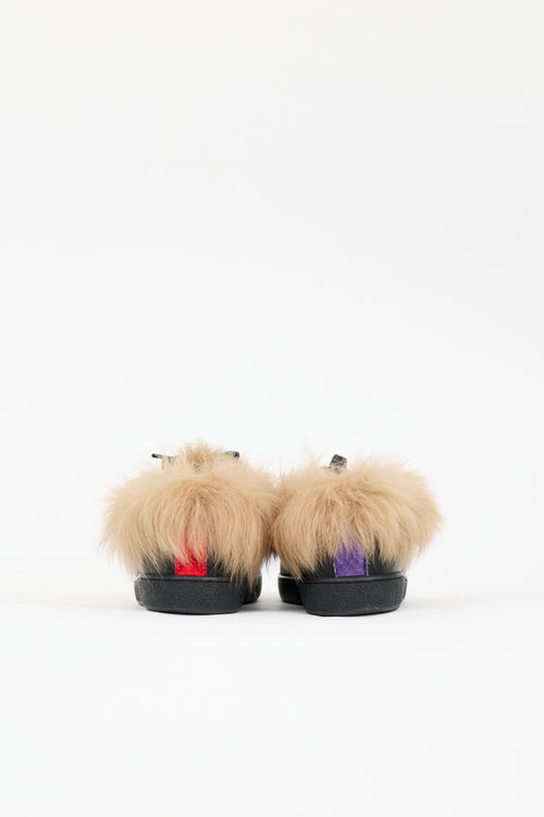 Gucci Leather & Shearling Ace Bee Sneaker