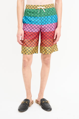 Gucci Multicolour Silk GG Monogram Shorts