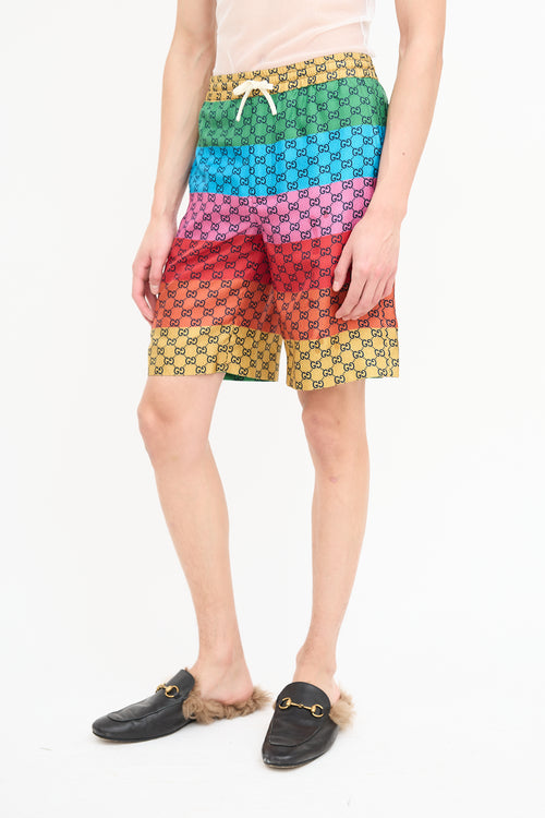 Gucci Multicolour Silk GG Monogram Shorts