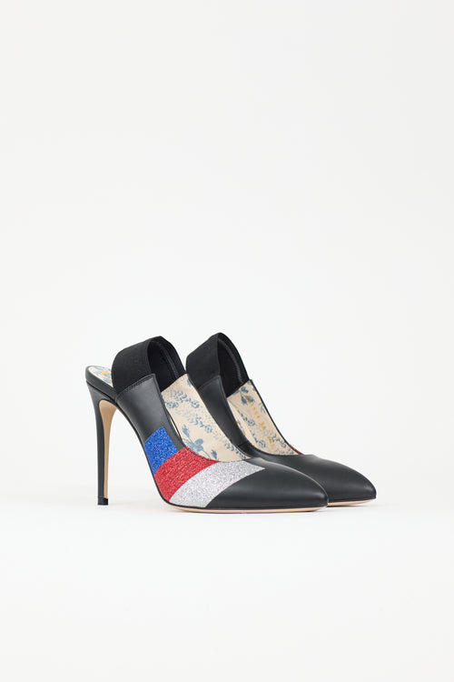 Gucci Glitter & Leather Heel