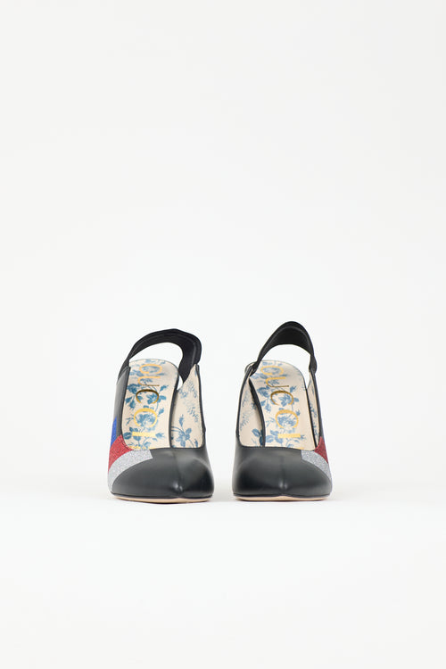 Gucci Glitter & Leather Heel