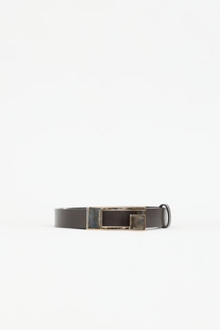 Gucci Leather Logo Slim Belt