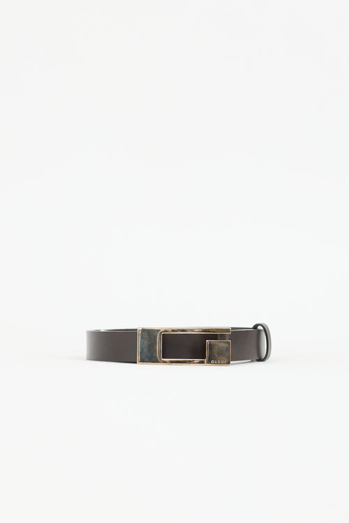 Gucci Leather Logo Slim Belt