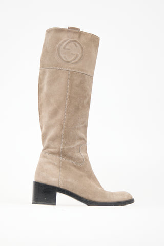 Gucci Suede GG Knee High Boot