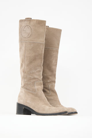 Gucci Suede GG Knee High Boot
