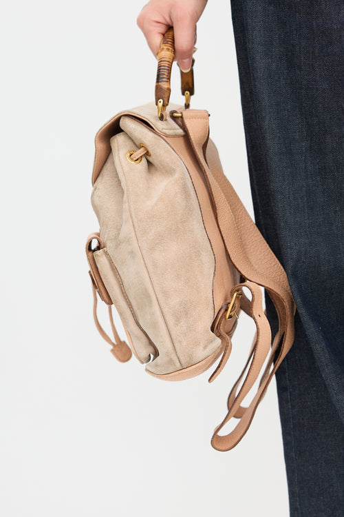 Gucci Suede Bamboo Daily Backpack