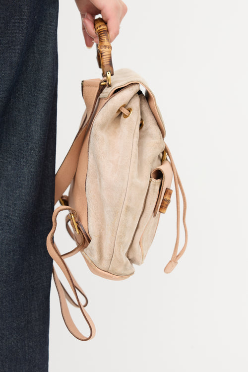 Gucci Suede Bamboo Daily Backpack