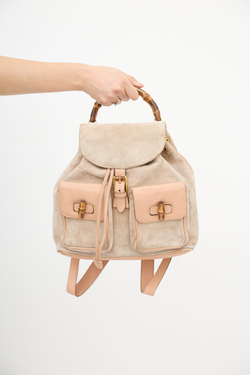 Gucci Suede Bamboo Daily Backpack
