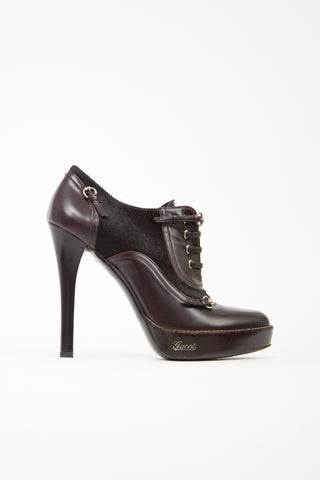 Gucci Leather & Hair Heeled Boot