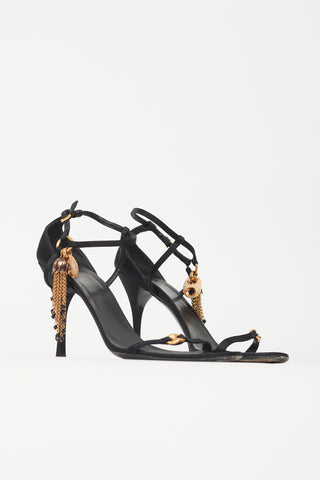Gucci Vintage Satin Charm Sandal
