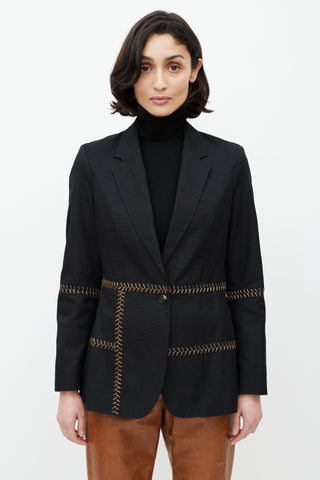 Gabriela Hearst Black & Brown Stitch Blazer