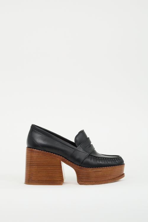 Gabriela Hearst Black Leather Augusta Heeled Loafer