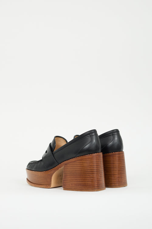 Gabriela Hearst Black Leather Augusta Heeled Loafer