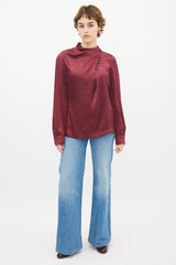 Gabriela Hearst Burgundy Silk Asymmetrical Top